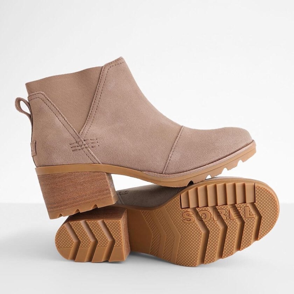 SOREL Cate Leather Chelsea Ankle Boot 7 - Omega Taupe